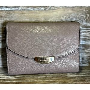 Kate Spade Callie Mulberry Street Leather Trifold Wallet Pebbled Leather Taupe